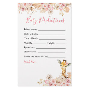 Blush Pink Giraffe Baby Shower Baby Predictions