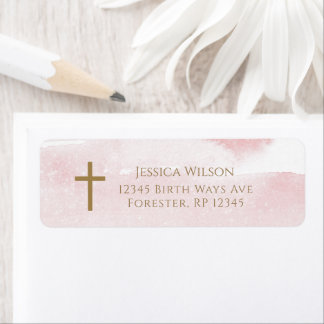 Blush Pink Girl Baby Dedication Return Address Label
