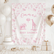 Blush Pink Girl Baby Shower Banner Safari Toile