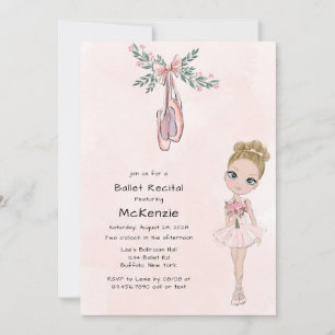 Blush Pink Girl Ballet Recital Invitation