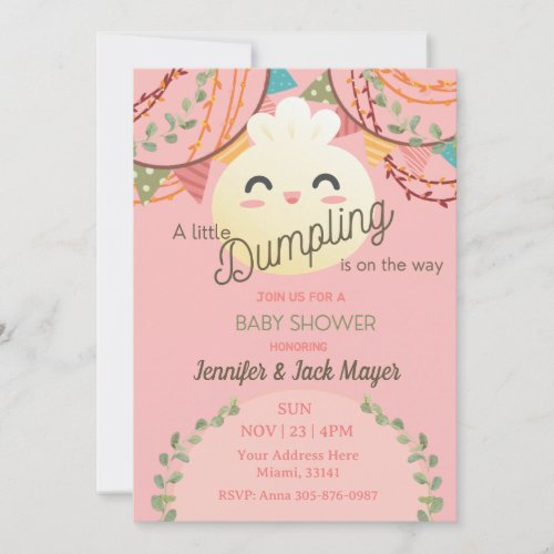 Blush Pink Girl Little Dumpling Baby Shower Invitation