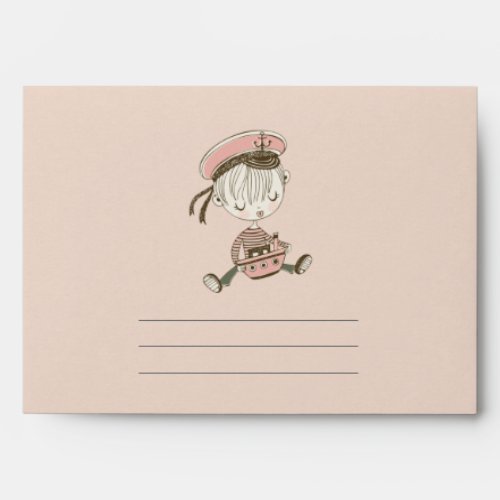 Blush Pink Girl Little Sailor Nautical Baby Shower Envelope