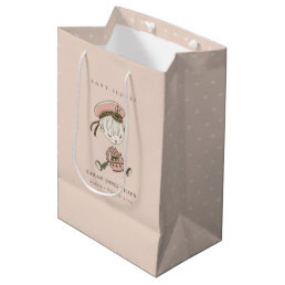 Blush Pink Girl Little Sailor Nautical Baby Shower Medium Gift Bag