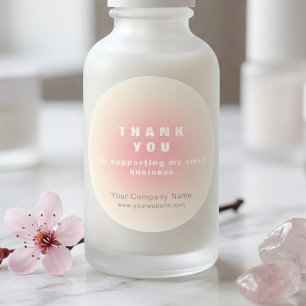 Blush Pink Girly Beige Thank You Small Business Classic Round Sticker