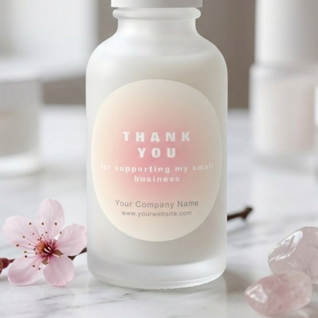 Blush Pink Girly Beige Thank You Small Business Classic Round Sticker (Blush Pink Girly Beige Thank You Small Business Classic Round Sticker )