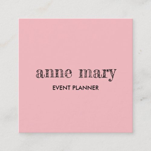 Blush Pink Girly Calligraphy Event Planner Elegant Square Business Card