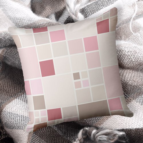 Blush Pink Girly Chic Mosaic Pattern Pillow