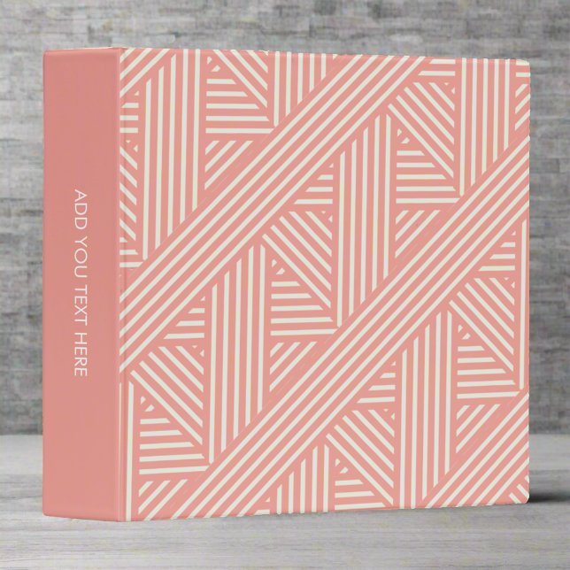 Blush Pink Girly Feminine Geometric Stipes  3 Ring Binder (Creator Uploaded)