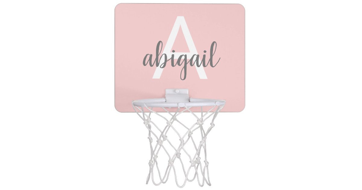 Pink Rose Gold Glitter & Sparkle Monogram Name Mini Basketball Hoop, Zazzle