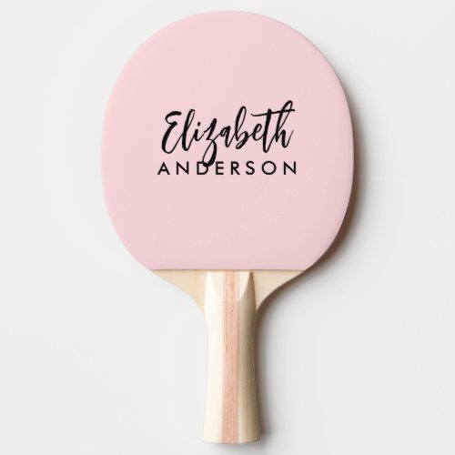 Blush Pink Girly Modern Script Monogram Name Ping Pong Paddle