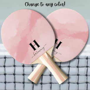 Blush Pink Girly Name Monogram Ping Pong Paddle
