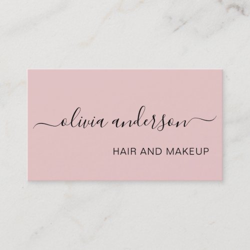 Blush Pink Girly Simple Hair Makeup Salon Business Card