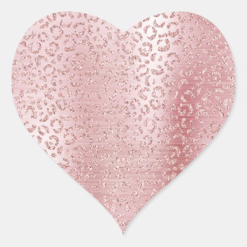 Blush Pink Glam Glitter Leopard Heart Sticker