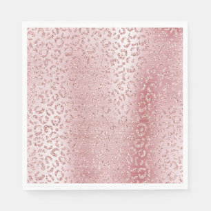 Blush Pink Glam Glitter Leopard Napkins