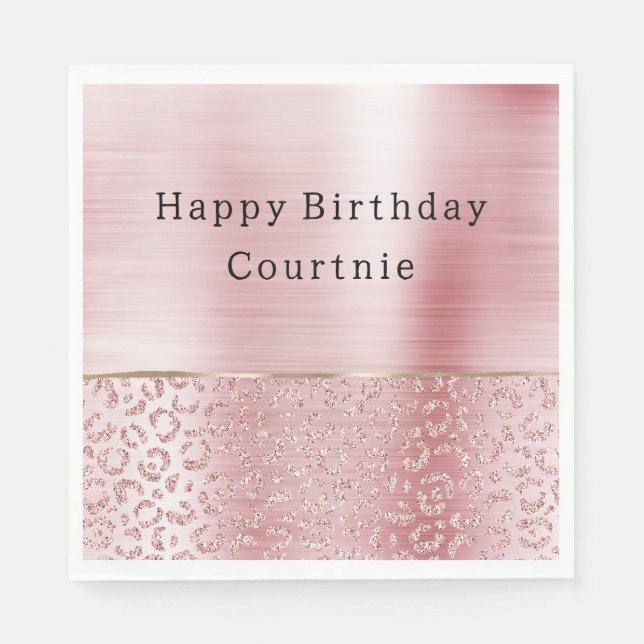 Blush Pink Glam Glitter Leopard Napkins (Front)