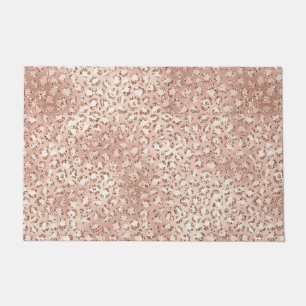 Blush Pink Glam Glitter Leopard Print Doormat