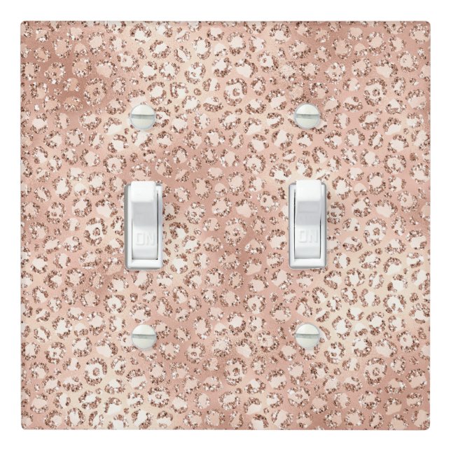 Blush Pink Glam Glitter Leopard Print      Light Switch Cover (In Situ)
