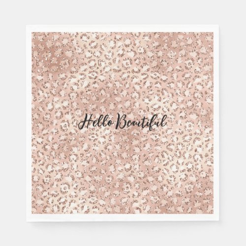 Blush Pink Glam Glitter Leopard Print       Napkins