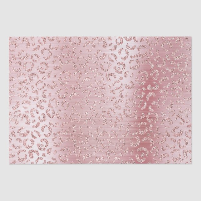Blush Pink Glam Glitter Leopard Tissue Paper (Front)