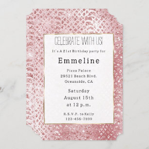 Blush Pink Glam Glitter Snake Skin Invitation