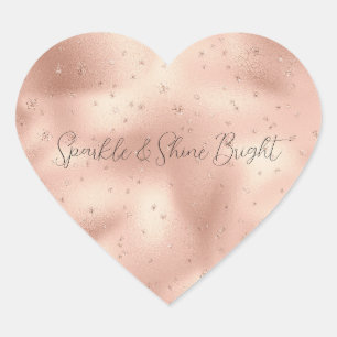 Blush Pink Glam Glitter Snowflake Heart Sticker