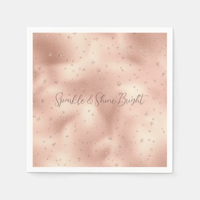 Blush Pink Glam Glitter Snowflake         Napkins (Front)