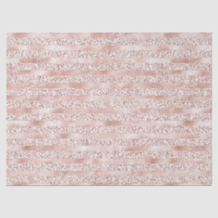 Blush Pink Glam Glitter Stripes Tissue Paper
