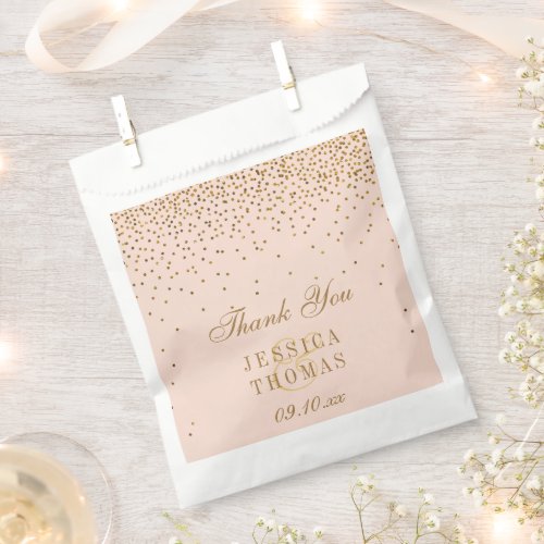 Blush Pink  Glam Gold Confetti Wedding Favor Bag