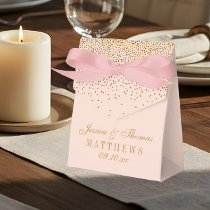 Blush Pink & Glam Gold Confetti Wedding Favor Boxes