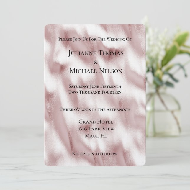 Blush Pink Glam Romantic Wedding Invitation (Standing Front)