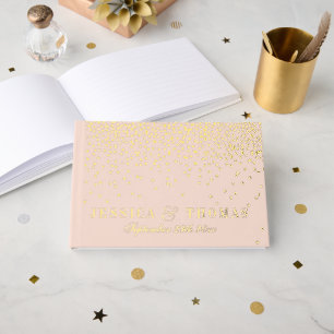 Blush Pink & Glam Rose Gold Confetti Wedding Foil Guest Book