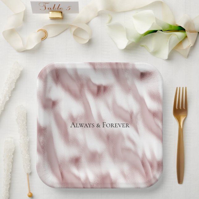 Blush Pink Glam Wedding Bridal Shower Paper Plates (Wedding)