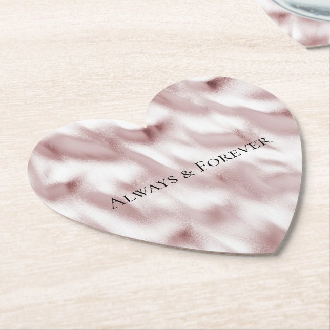 Blush Pink Glam Wedding Paper Coaster (Angled)