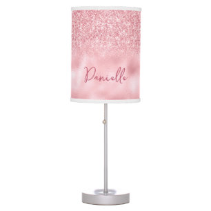 Blush Pink Glitter and Foil Personalized Name Table Lamp