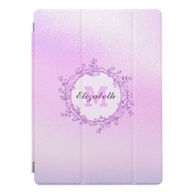 Blush Pink Glitter And Sparkle Monogram Name iPad Pro Cover (Front)