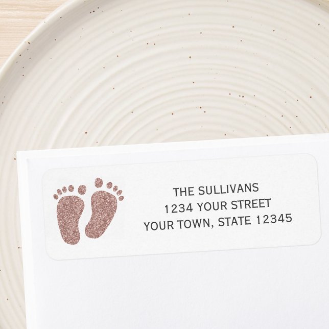 Blush Pink Glitter Baby Feet Return Address Label (Creator Uploaded)