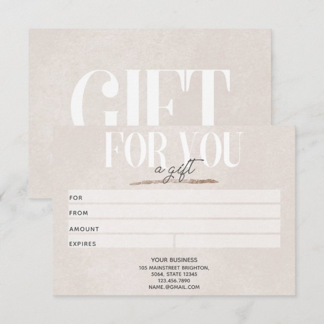 Blush Pink Glitter Business Gift Certificate Card (Front/Back)