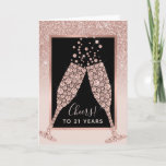 Blush Pink Glitter Champagne Toast 21st Birthday Card<br><div class="desc">On a feminine blush pink glitter ombre background, bubbling champagne glasses toast a friend or family member's 21st Birthday. The greeting inside the card currently reads, "Here's a virtual toast for your 21st Birthday and heartfelt wishes for a year filled with joyful new adventures." All text on the card can...</div>