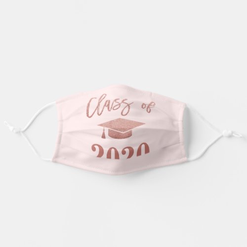Blush Pink Glitter Class of 2020 Grad Senior Girly Adult Cloth Face Mask
