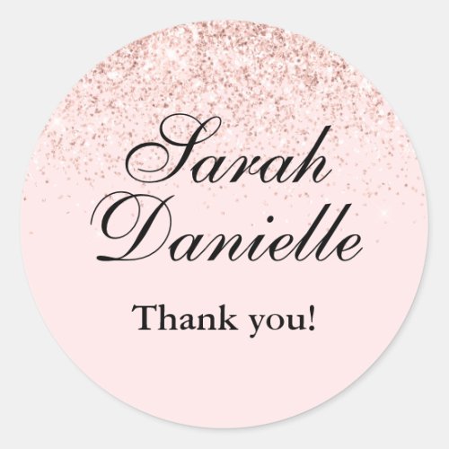 Blush Pink Glitter Confetti Party Favor Classic Ro Classic Round Sticker