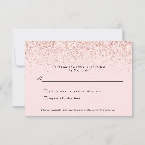 Blush Pink Glitter Confetti Personalized RSVP Card