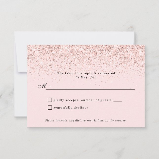 Blush Pink Glitter Confetti Personalized RSVP Card (Front)
