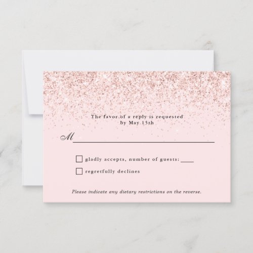 Blush Pink Glitter Confetti Personalized RSVP Card