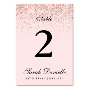 Blush Pink Glitter Confetti Personalized Table Num Table Number