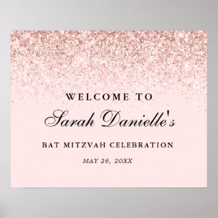 Blush Pink Glitter Confetti Personalized Welcome P Poster