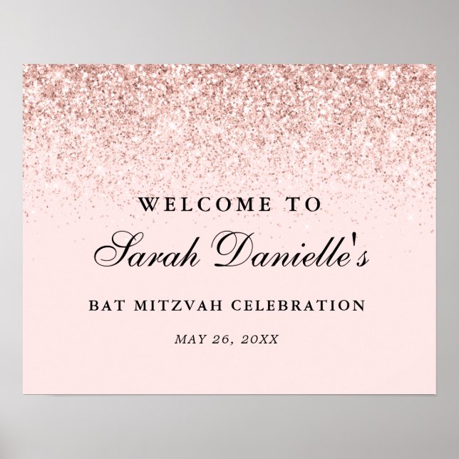 Blush Pink Glitter Confetti Personalized Welcome P Poster (Front)