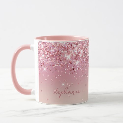 Blush Pink Glitter Custom  Mug