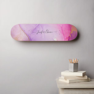 Blush Pink Glitter Custom Name Skateboard