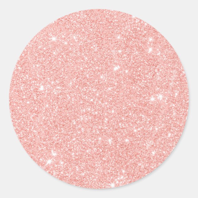 Blush Pink Glitter Custom Trendy Classic Round Sticker (Front)