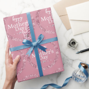 Blush Pink Glitter & Diamonds Happy Mother's Day Wrapping Paper